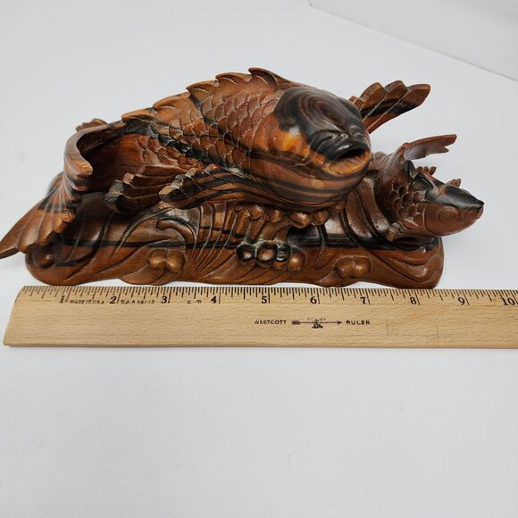 Chinese Boxwood Double Fish Carving 9" - Picture 7 of 7